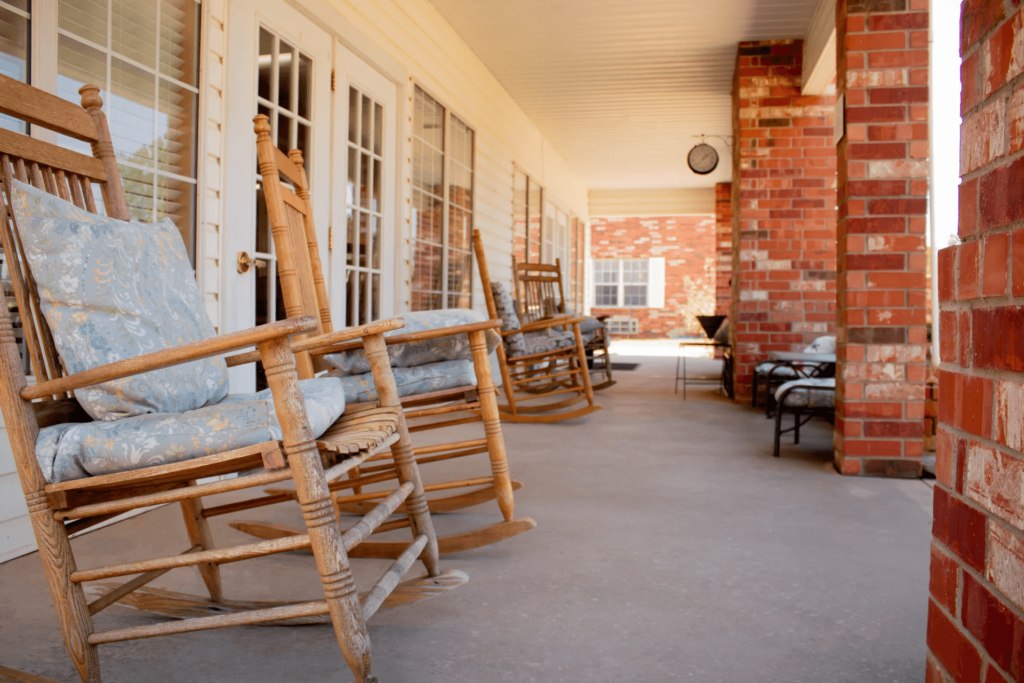 Seating Area Outside Wichita Falls Assisted Living Apartment