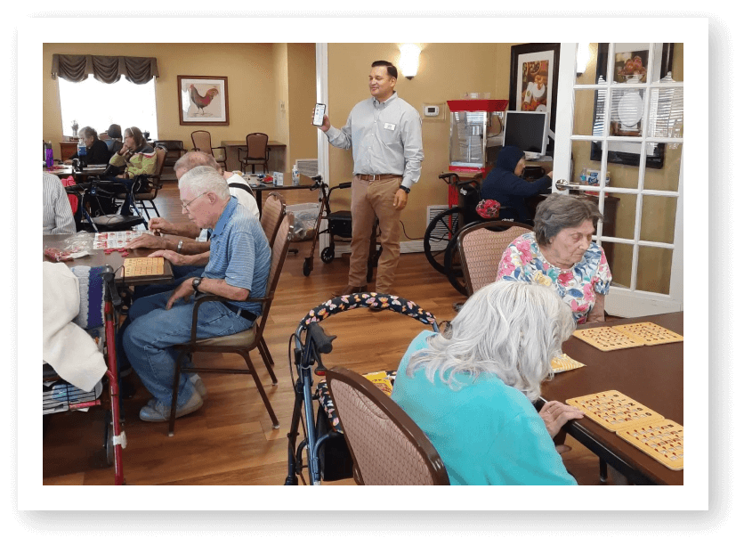 Seniors Playing Board Games in Assisted Living Facility in Wichita Falls TX